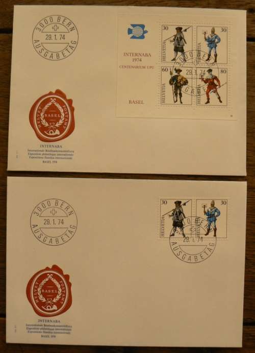 Switzerland 1974 full set of 5 Internaba FDC variants