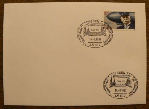 Switzerland 1997 special issue cover 65 Years of Zeppelin over Zurich with German stamp