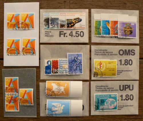 Switzerland 1995 lot of 30 officially cancelled stamps & other high values - CV$185+