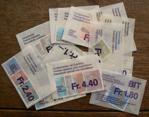 Switzerland 1994 lot of 25 officially cancelled stamps in original envelopes - CV$45+