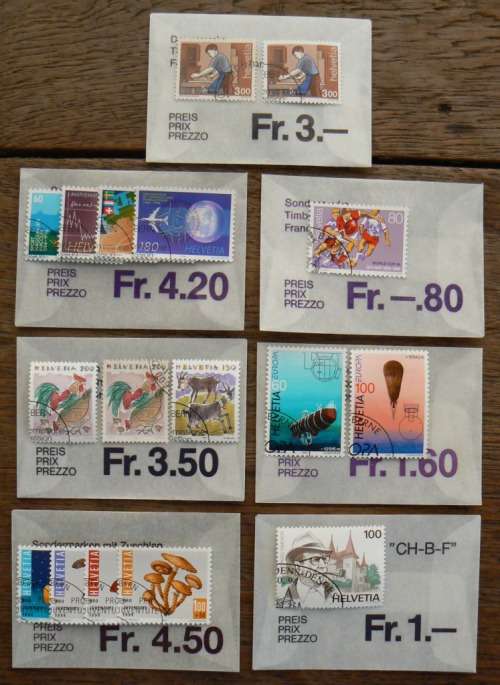 Switzerland 1994 lot of 25 officially cancelled stamps in original envelopes - CV$45+
