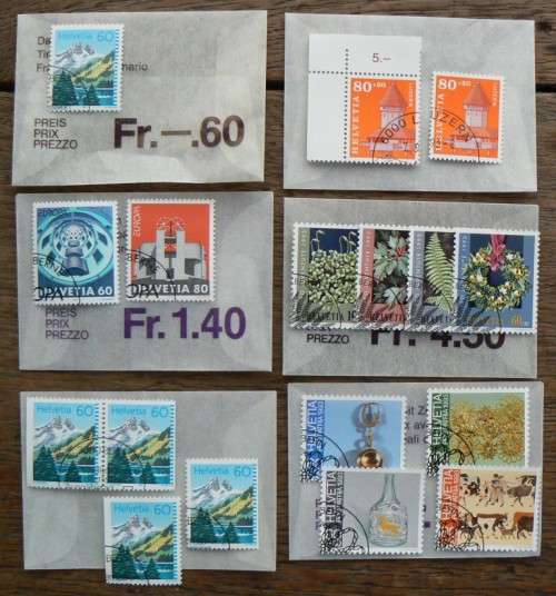 Switzerland 1993 lot of 32 officially cancelled stamps + pair in original envelopes - CV$70+