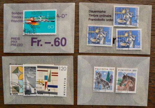 Switzerland 1993 lot of 32 officially cancelled stamps + pair in original envelopes - CV$70+