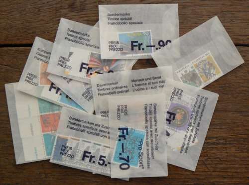 Switzerland 1992 lot of 28 officially cancelled stamps in original envelopes - CV$40+