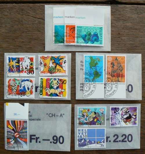 Switzerland 1992 lot of 28 officially cancelled stamps in original envelopes - CV$40+