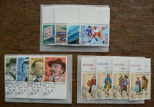 Switzerland 1990 lot of 15 officially cancelled stamps + 1 block of 4 - CV$30