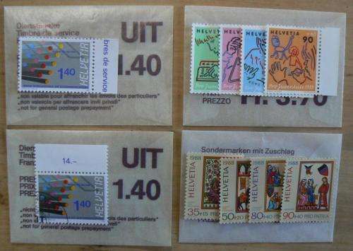 Switzerland 1988 lot of 44 stamps - 22 MNH & 22 officially cancelled, in original envelopes CV$60+