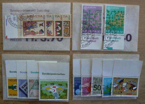 Switzerland 1988 lot of 44 stamps - 22 MNH & 22 officially cancelled, in original envelopes CV$60+
