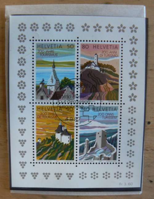 Switzerland 1987 lot of 40 officially cancelled stamps + 1 pair + block of 4, CV$60+