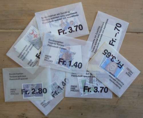 Switzerland 1986 lot of 23 stamps - 22 officially cancelled - all in original envelopes, CV$30