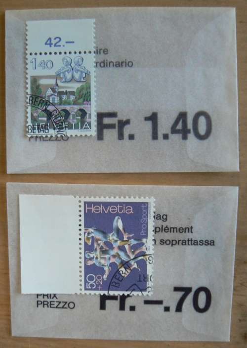 Switzerland 1986 lot of 23 stamps - 22 officially cancelled - all in original envelopes, CV$30