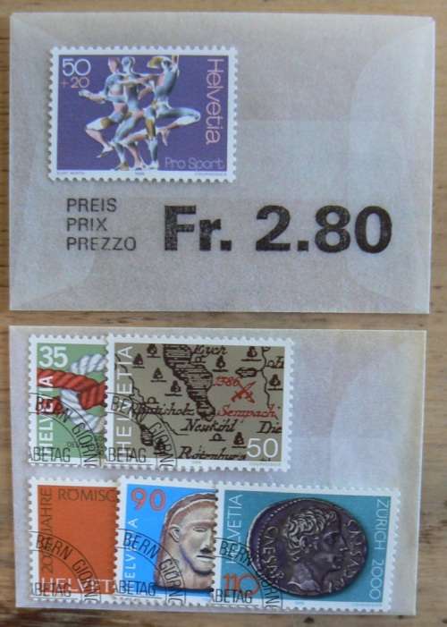 Switzerland 1986 lot of 23 stamps - 22 officially cancelled - all in original envelopes, CV$30