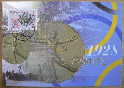 Switzerland 1998 special issue postcards x2 Winter Olympics Nagano double cancelled Bern & St Moritz