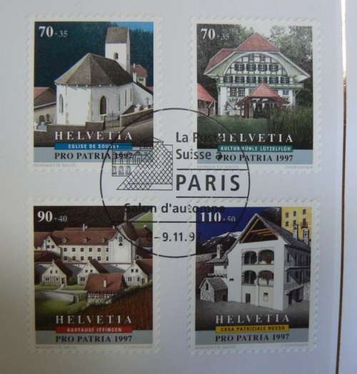 Switzerland 1997 special issue souvenir card Pro Patria cancelled in Paris *rare