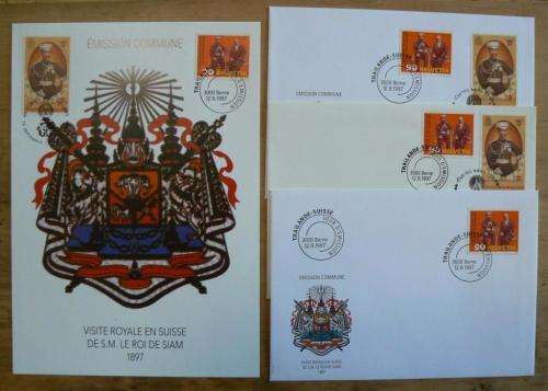Switzerland 1997 lot of 3 FDCs dual issue with Thailand, plus rare special issue maxicard