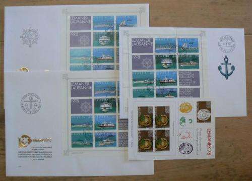 Switzerland 1978 Lemanex 3 large FDCs with sheets & souvenir card