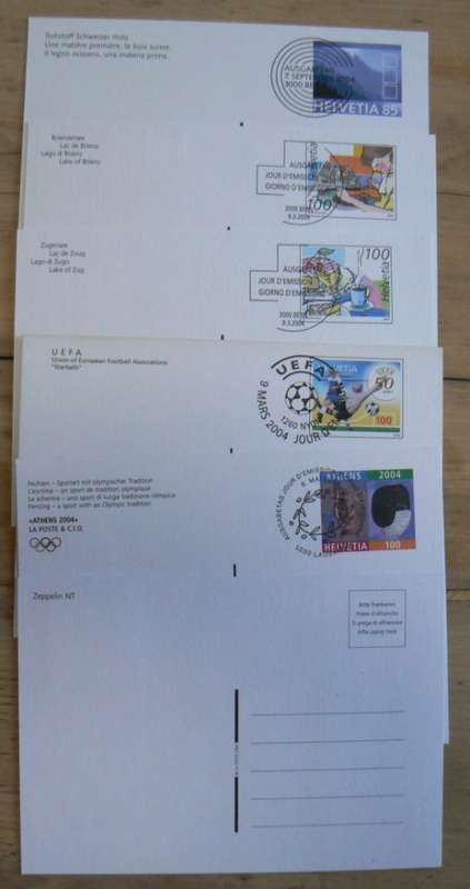 Switzerland 2004 lot of 31 officially cancelled stamps + blocks & sheets + 24 FDCs + 7 cards