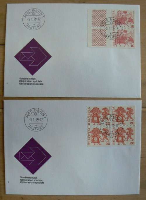 Switzerland 1979 lot of 7 FDCs, including 3 rare blocks 595HI to 598H