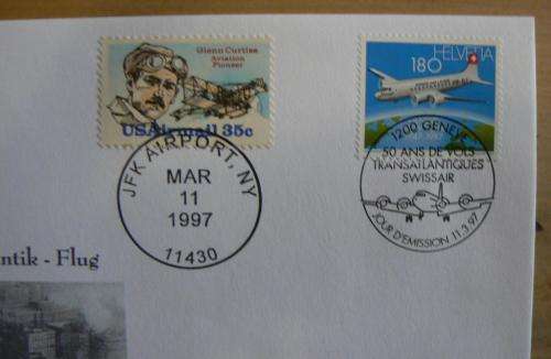 Switzerland 1997 special dual issue cover with USA - dual cancellation Swissair