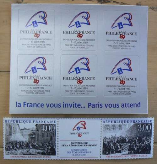 1988 France lot of 41 MNH stamps + 2 PhilexFrance 89 items + 4 booklets - CV$110