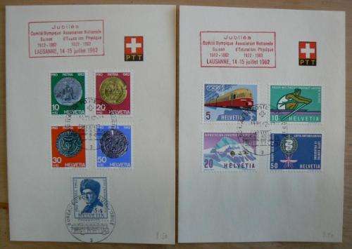 1962 Switzerland lot of 2 souvenir folded cards - Olympic Committee