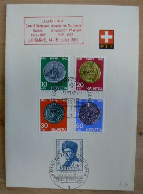 1962 Switzerland lot of 2 souvenir folded cards - Olympic Committee
