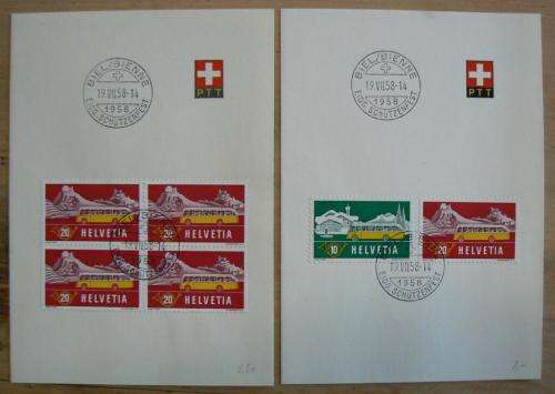 1958 Switzerland lot of 2 souvenir folded cards with 1953 stamps