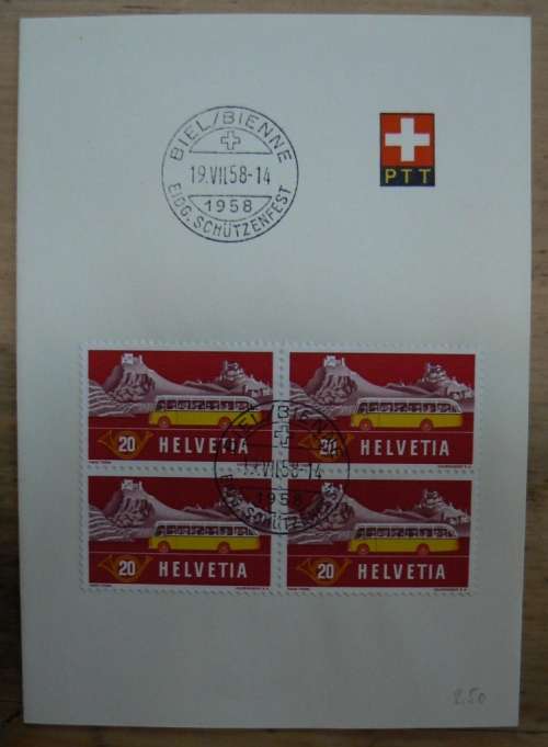 1958 Switzerland lot of 2 souvenir folded cards with 1953 stamps