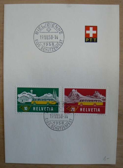 1958 Switzerland lot of 2 souvenir folded cards with 1953 stamps