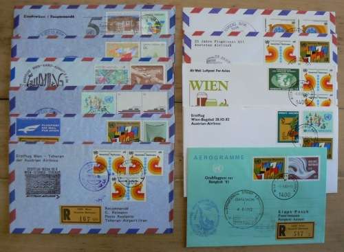 United Nations Lot of 11 Return Flight Covers 1982-1984