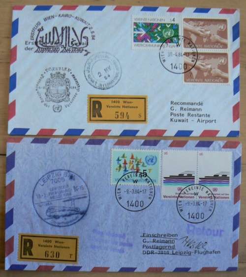 United Nations Lot of 11 Return Flight Covers 1982-1984