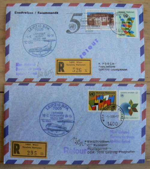 United Nations Lot of 11 Return Flight Covers 1982-1984