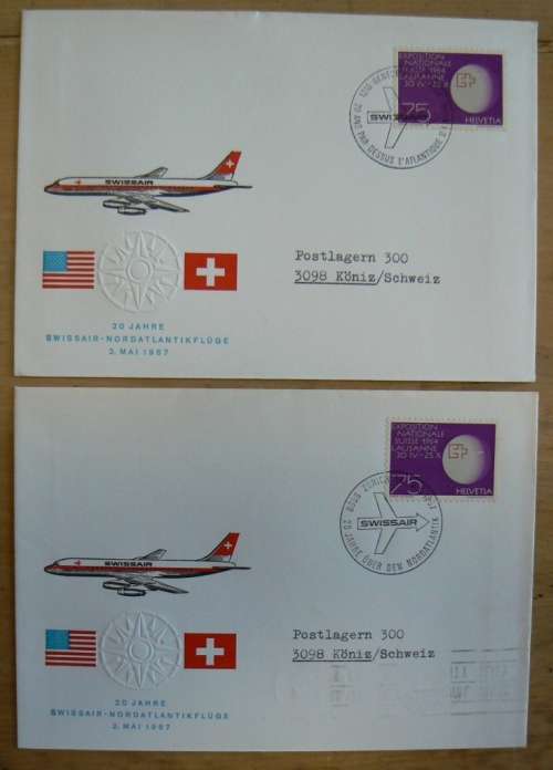1967 Switzerland lot of 11 covers 20 years of Swissair North Atlantic flights - 4 types