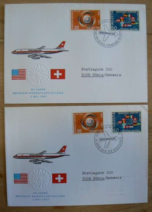 1967 Switzerland lot of 11 covers 20 years of Swissair North Atlantic flights - 4 types