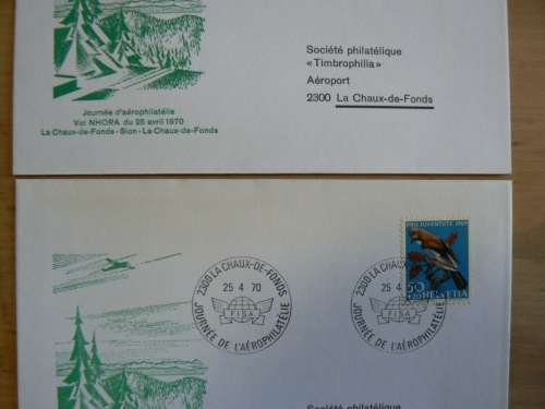 1970 Switzerland Aerophilately 2 covers Pro Juventute with air police backstamp