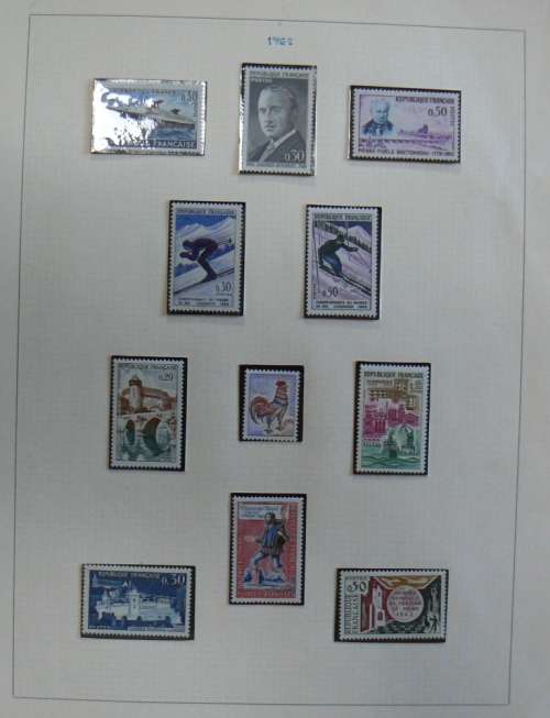 1962 France lot of 43 MNH stamps + booklet + 2 gutter pairs on 4 pages - CV$80