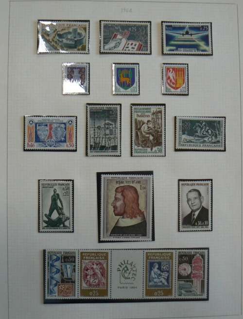 1964 France lot of 38 MNH stamps + strip + booklet on 3 pages - CV$60