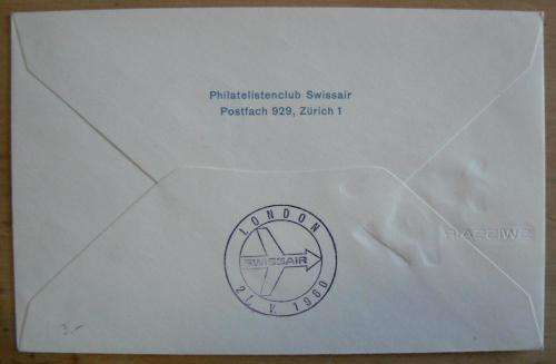 1960 Liechtenstein First Flight cover Zurich to London Swissair