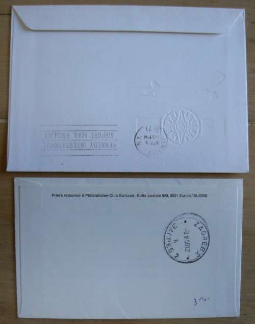 Switzerland lot of 4 Swissair first flight covers - 3 registered - 1966 & 1971