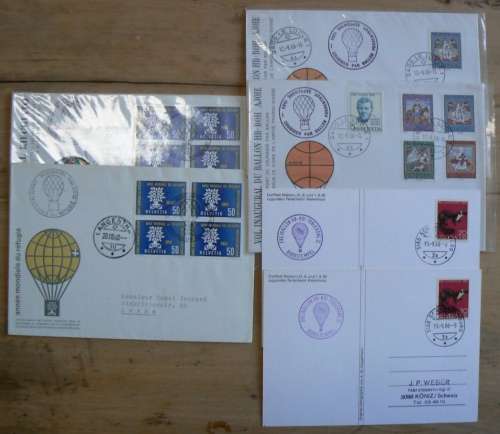 1960s Switzerland lot of 6 balloon post items