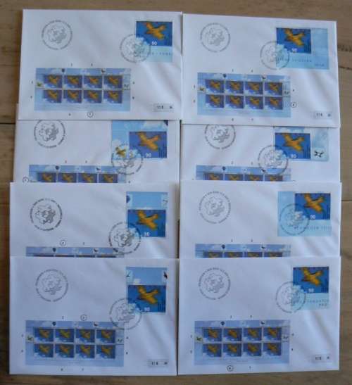 2001 Switzerland full set of 8 Pro Aero FDCs #108 of only 1000 printed