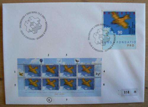 2001 Switzerland full set of 8 Pro Aero FDCs #108 of only 1000 printed