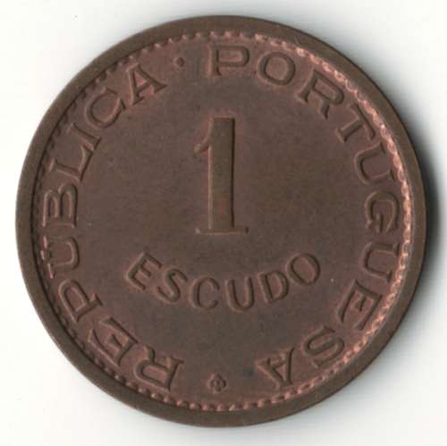 1968 Mozambique 1 Escudo a-UNC toned