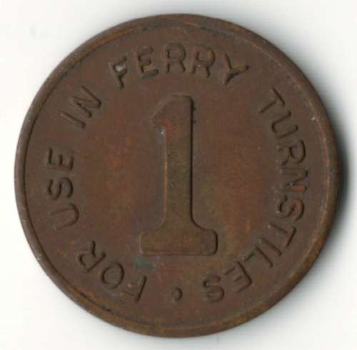 Sydney harbour ferry token, brass - used in turnstiles