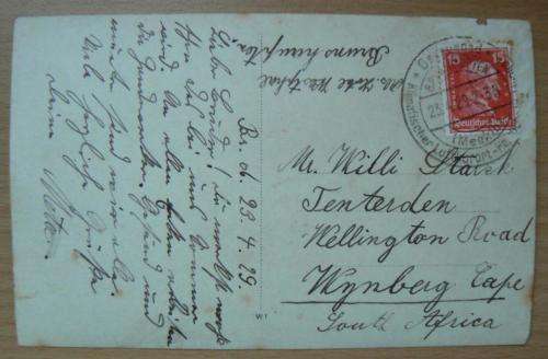 Lot of 3 postcards 1927 & 1929 from Climatic Health Resort Ostseebad Brunshaupten to Wynberg, CT