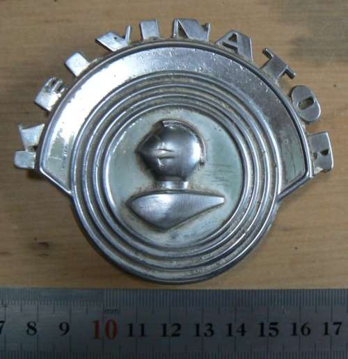 Vintage Kelvinator refrigerator cast metal emblem badge, numbered 747741
