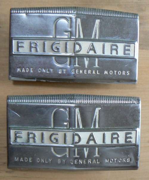 Vintage GM Frigidaire refrigerator emblem, circa 1940s x2