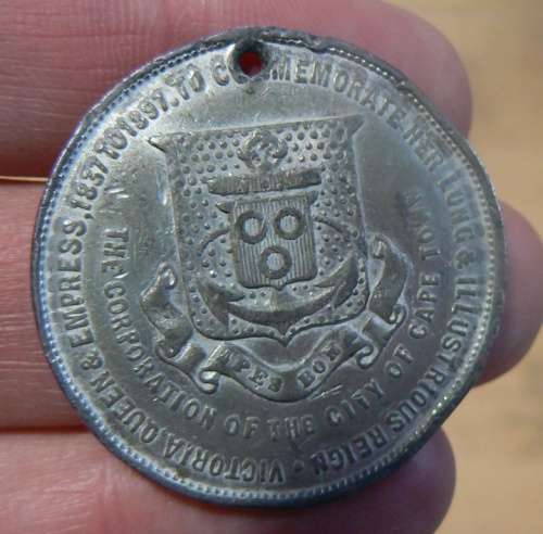 1897 Queen Victoria Cape Town lead medallion - no ribbon
