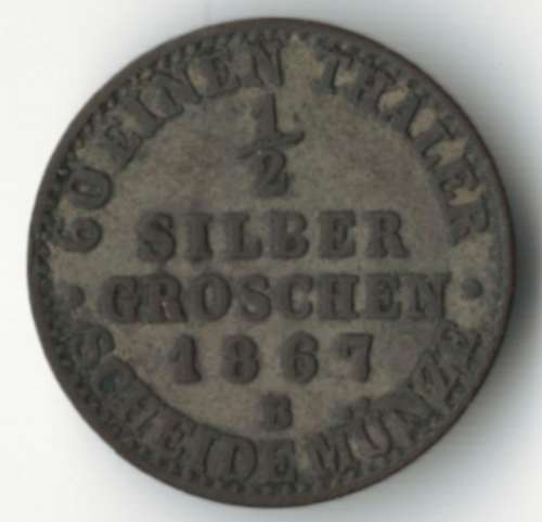 1867B Germany Prussia 1/2 silver Groschen