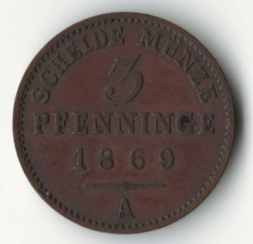 1869A Germany Prussia 3 Pfennige